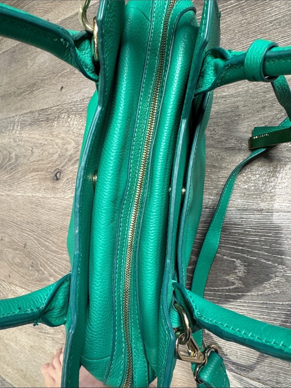 Vince Camuto Kylie Satchel Teal Green Pebbled Leather with Detachable Strap - Picture 3 of 13